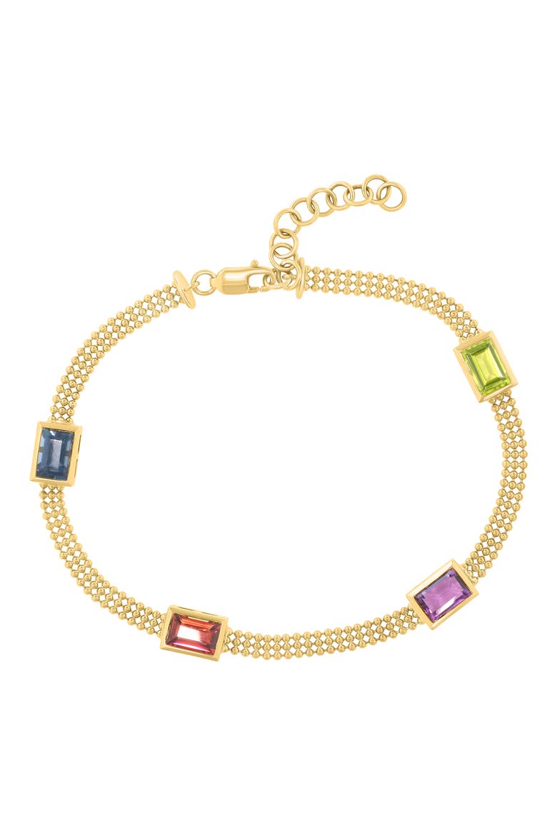 Semiprecious Stone Station Ball Chain Bracelet, Main, color, MULTI