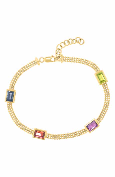 Semiprecious Stone Station Ball Chain Bracelet