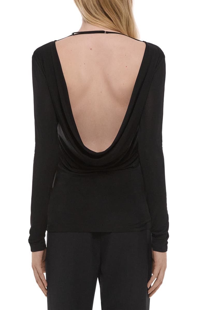 Helmut Lang Cowl Back Long Sleeve Top, Alternate, color, Black