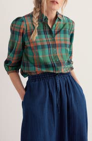 Seasalt Cornwall Hope Cottage Plaid Organic Cotton Blouse