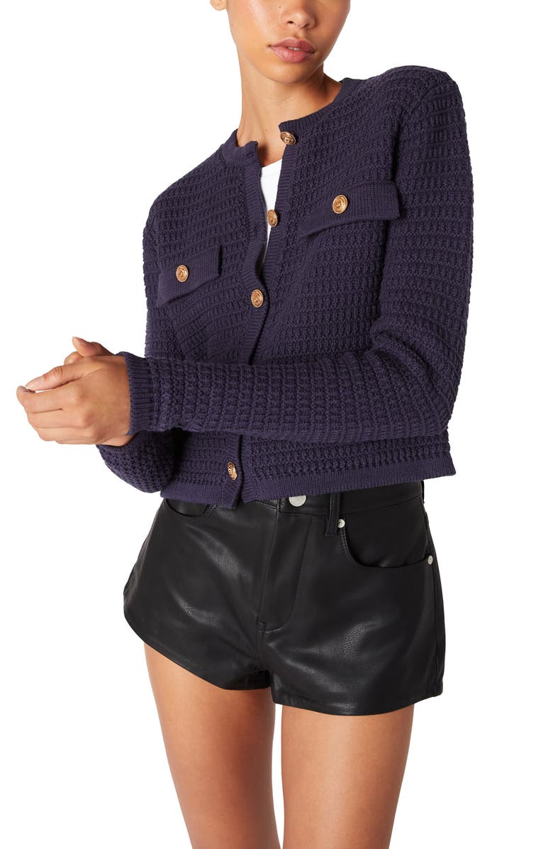 BLANKNYC Crop Sweater Jacket, Alternate, color, Blue