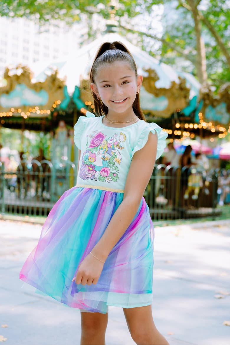 Alice in Wonderland Flutter Sleeve Tulle Tutu Dress, Alternate, color, Blue Alice