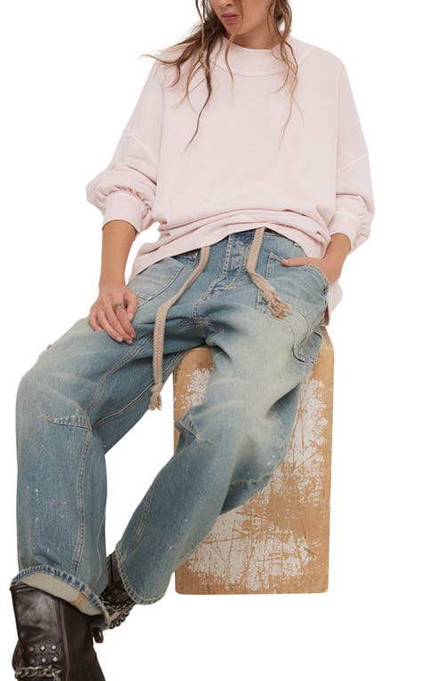 Free People Palm Springs Mock Neck Cotton Fleece Sweatshirt In Multi