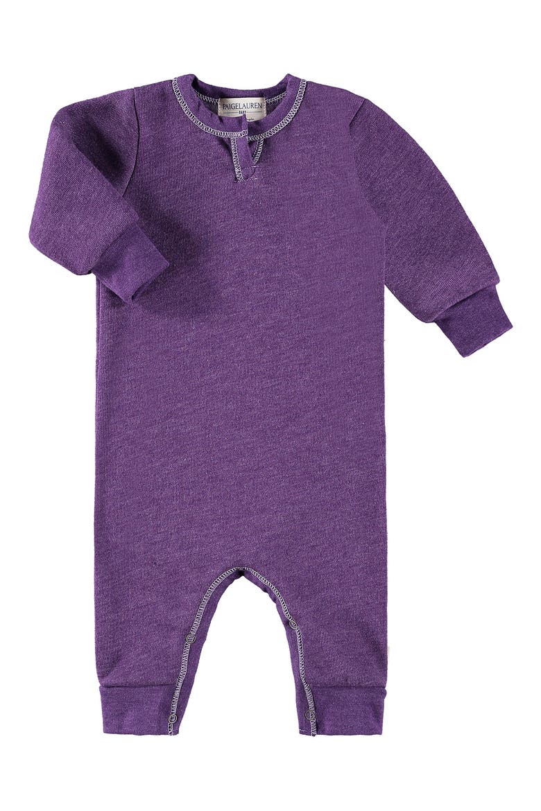Long Sleeve Henley Romper, Main, color, PURPLE