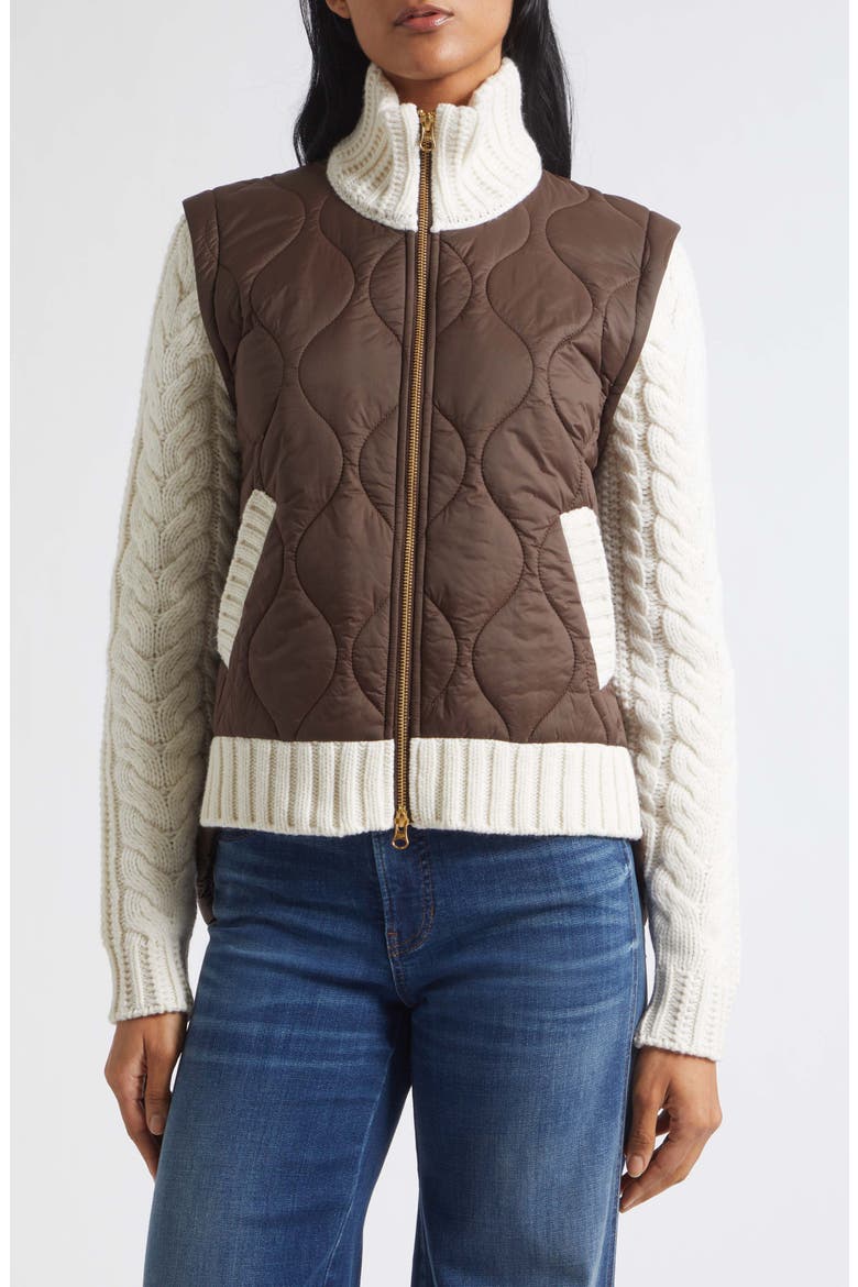 Patra Mixed Media Jacket, Main, color, ESPRESSO/ IVORY