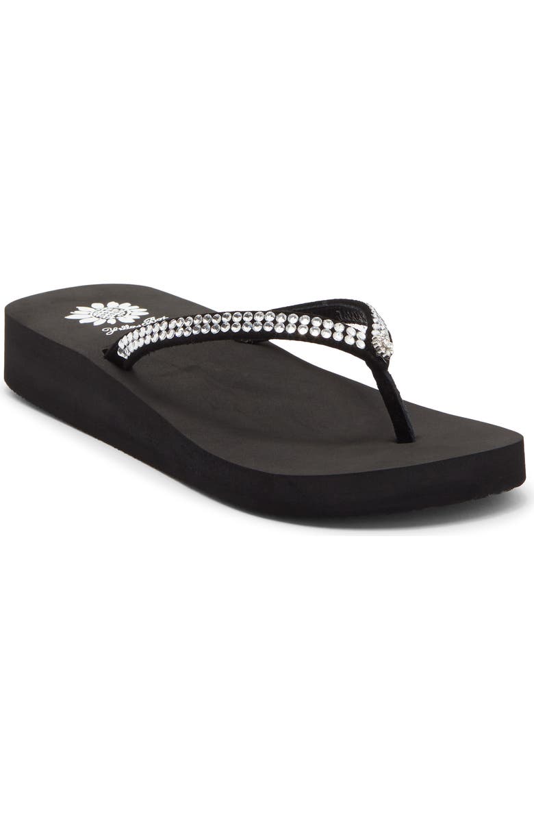 Yellow Box Premium Jello Flip Flop Jewelled Sandal, Main, color, Black