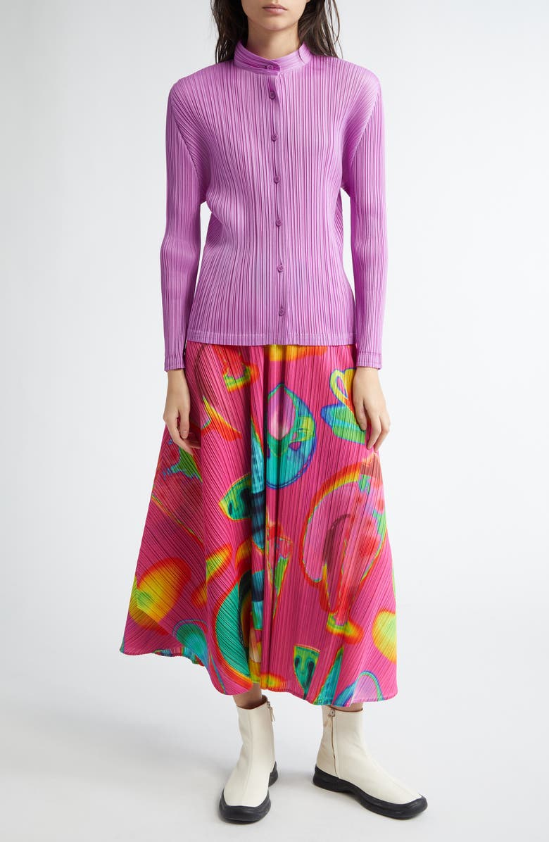 Pleats Please Issey Miyake Monthly Colors January Pleated Button-Up Top, Alternate, color, 