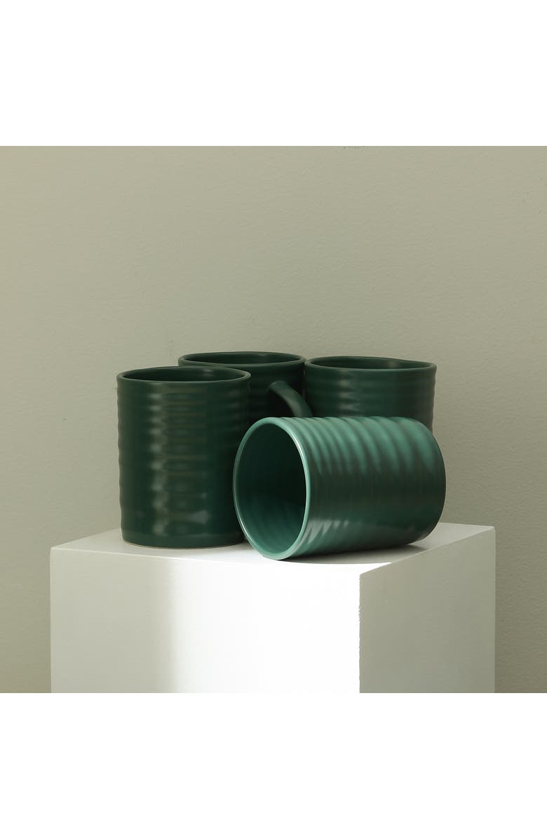 Stone Lain Orbit Stoneware 16-Piece Dinnerware Set with Cereal Bowls and Mugs, Alternate, color, Green