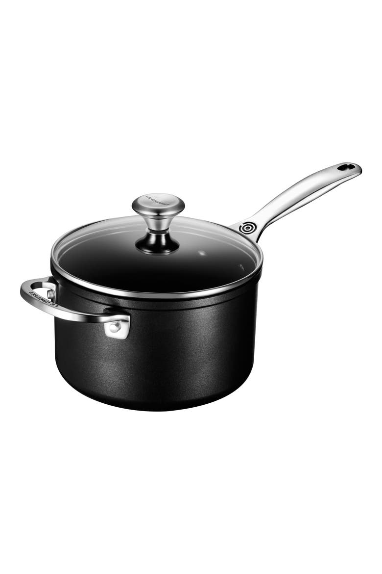 3-Quart Toughened Nonstick PRO Saucepan, Main, color, BLACK