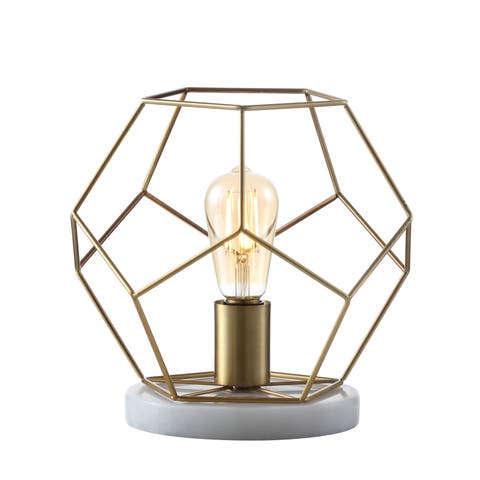 James MidCentury Glam Metal Geometric LED Table Lamp