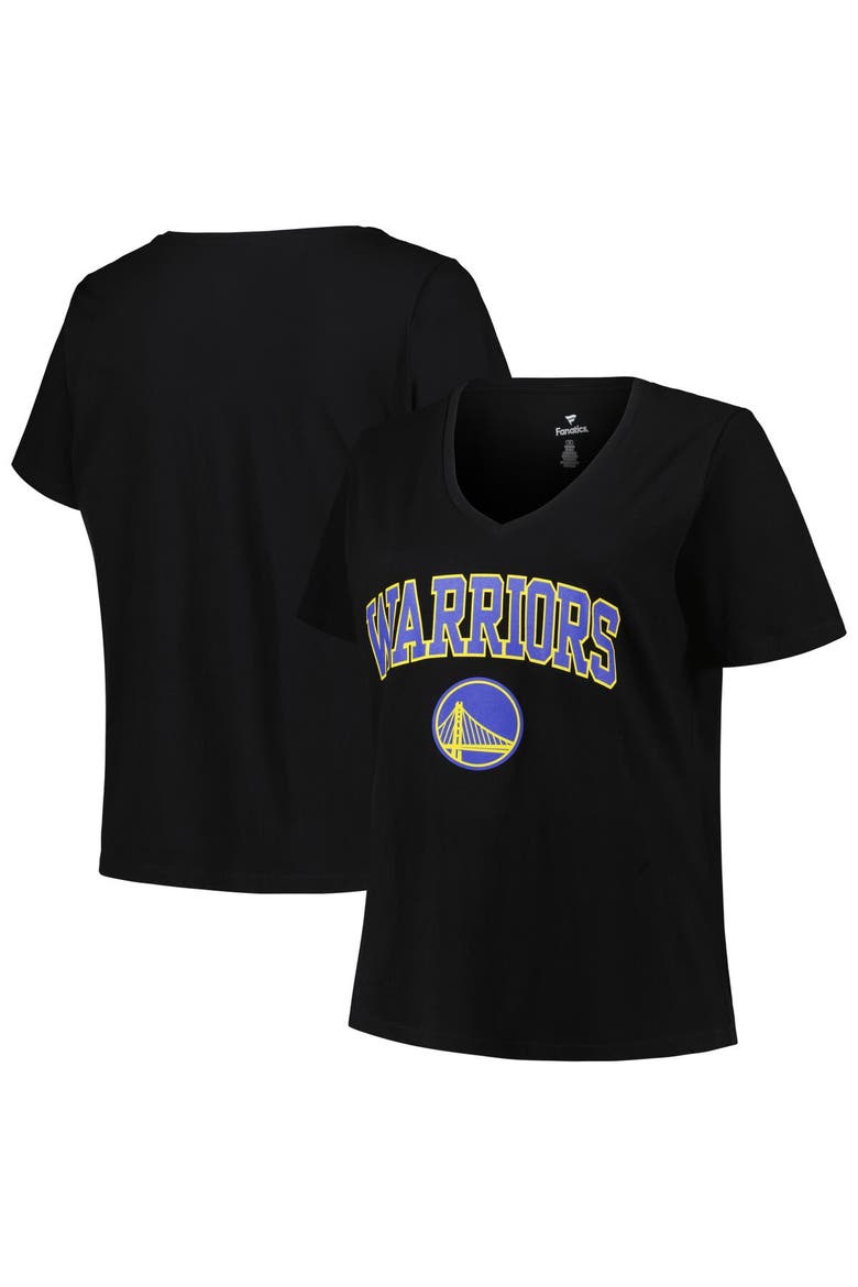 Women's Profile Black Golden State Warriors Plus Size Arch Over Logo V-Neck T-Shirt, Main, color, Black