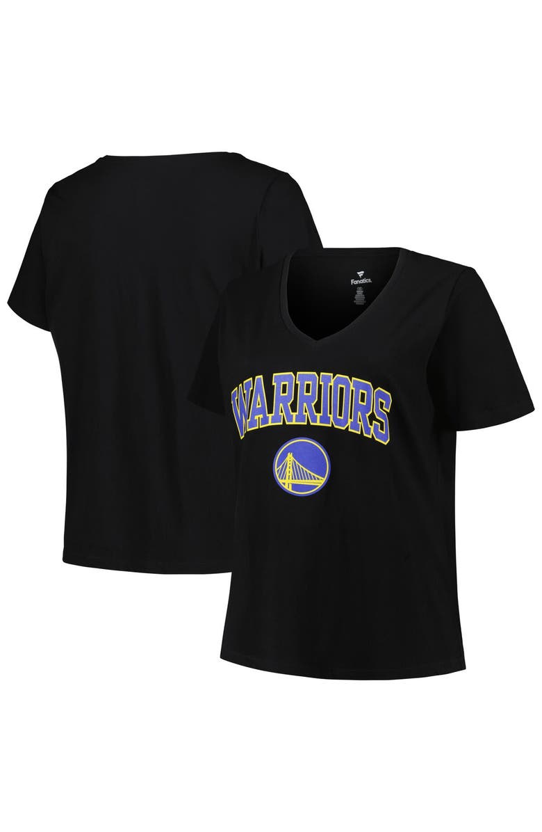 PROFILE Women's Profile Black Golden State Warriors Plus Size Arch Over Logo V-Neck T-Shirt, Main, color, Black