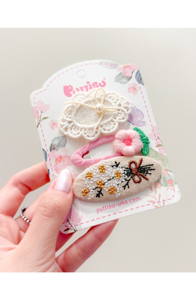 Puttisu 3-piece Hair Clip Gift Set - Crochet Meadow, Alternate, color, Blossom Picnic - Pink