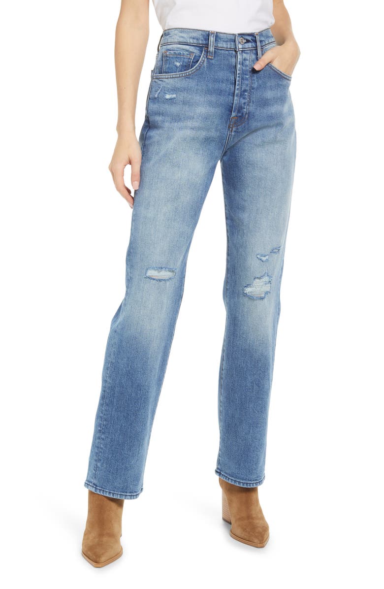 7 For All Mankind Easy Straight Leg Destroyed Jeans, Main, color,