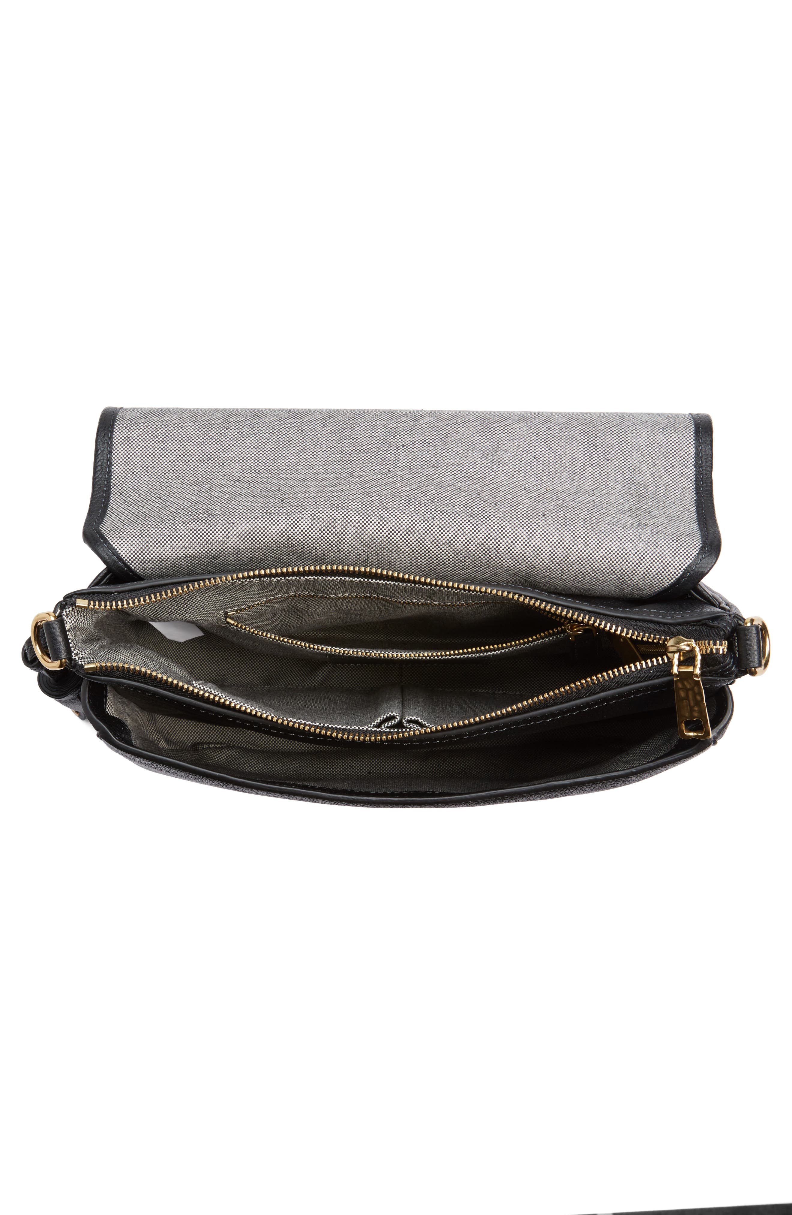 Interlock Leather Crossbody Bag, Alternate, color, BLACK