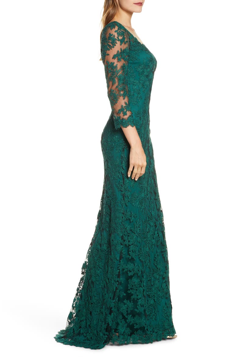 Corded Embroidered Lace Gown, Alternate, color, SEAGRASS