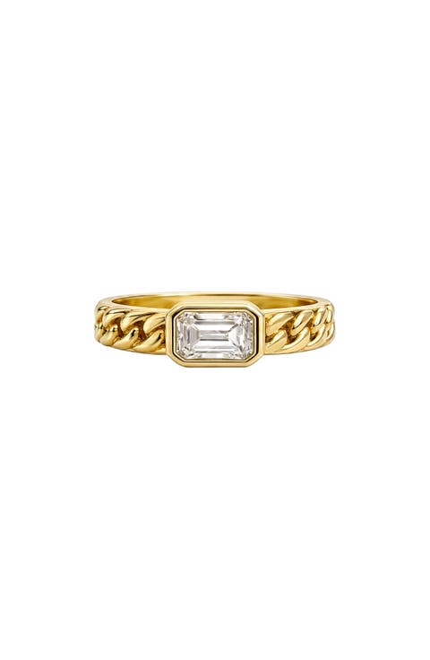 Sadie Baguette 14k Gold Plated Chain Ring