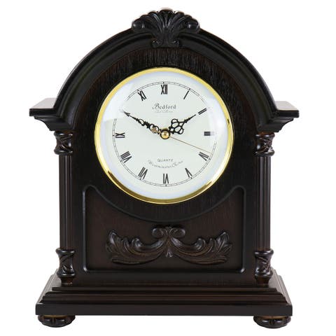 Chocolate Wood Mantel Clock with Chimes