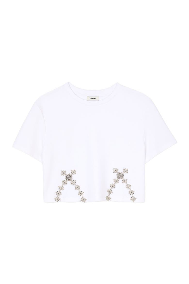 Rhinestone crop top, Alternate, color, White