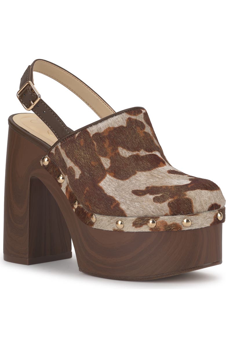 Jessica Simpson Cazea Genuine Calf Hair Slingback Platform Sandal, Main, color, Beige/ Gold
