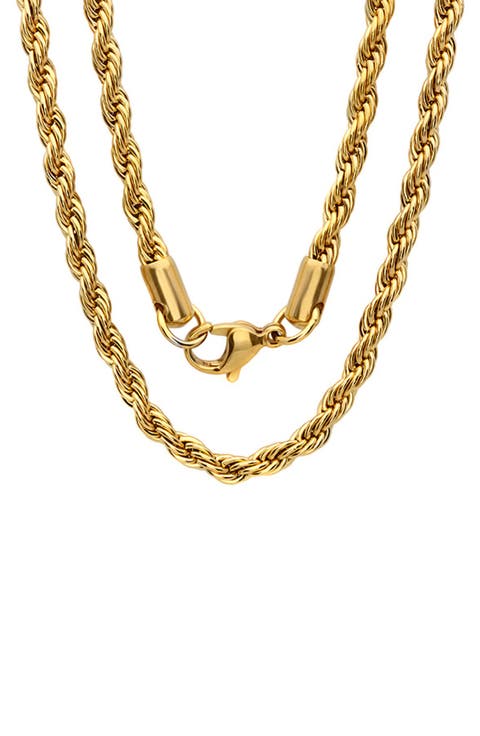 18K Gold Plated Stainless Steel Rope Chain Necklace
