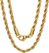 STEELTIME 18K Gold Plated Stainless Steel Rope Chain Necklace