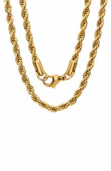 18K Gold Plated Stainless Steel Rope Chain Necklace