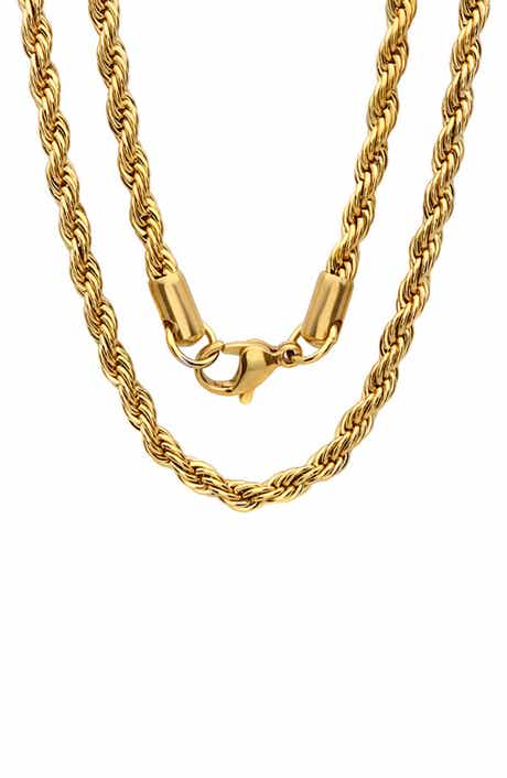 18K Gold Plated Stainless Steel Rope Chain Necklace