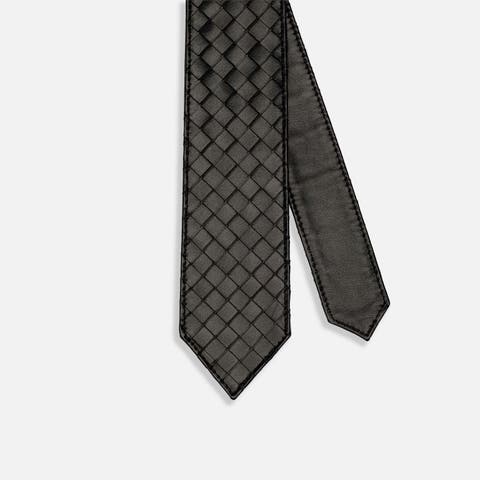 Woven Calfskin Leather Tie