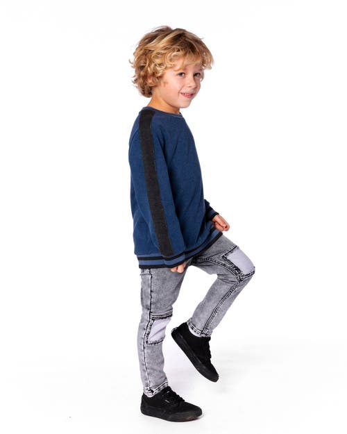 Deux Par Deux Super Soft Flat Back Rib Sweatshirt In Blue