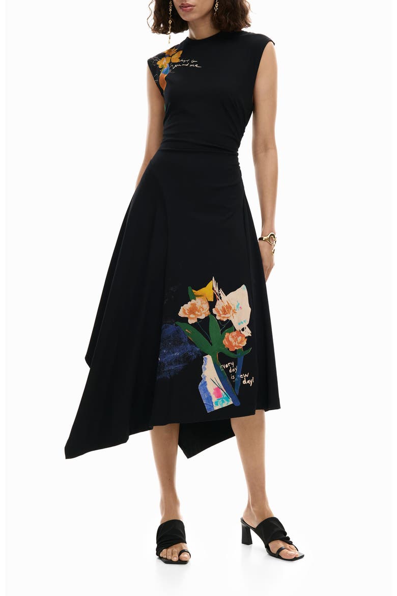 Asymmetric Sleeveless Dress, Main, color, BLACK