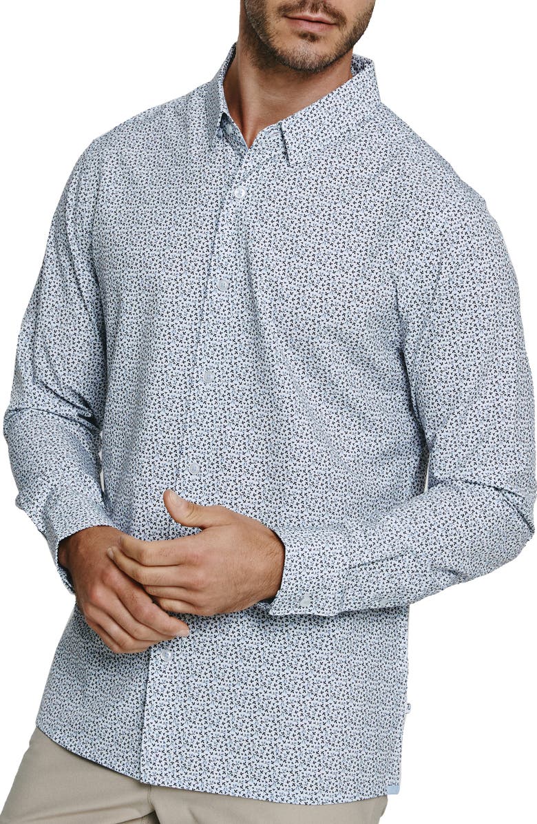 7 Diamonds Peyton Floral Performance Button-Up Shirt, Main, color, White