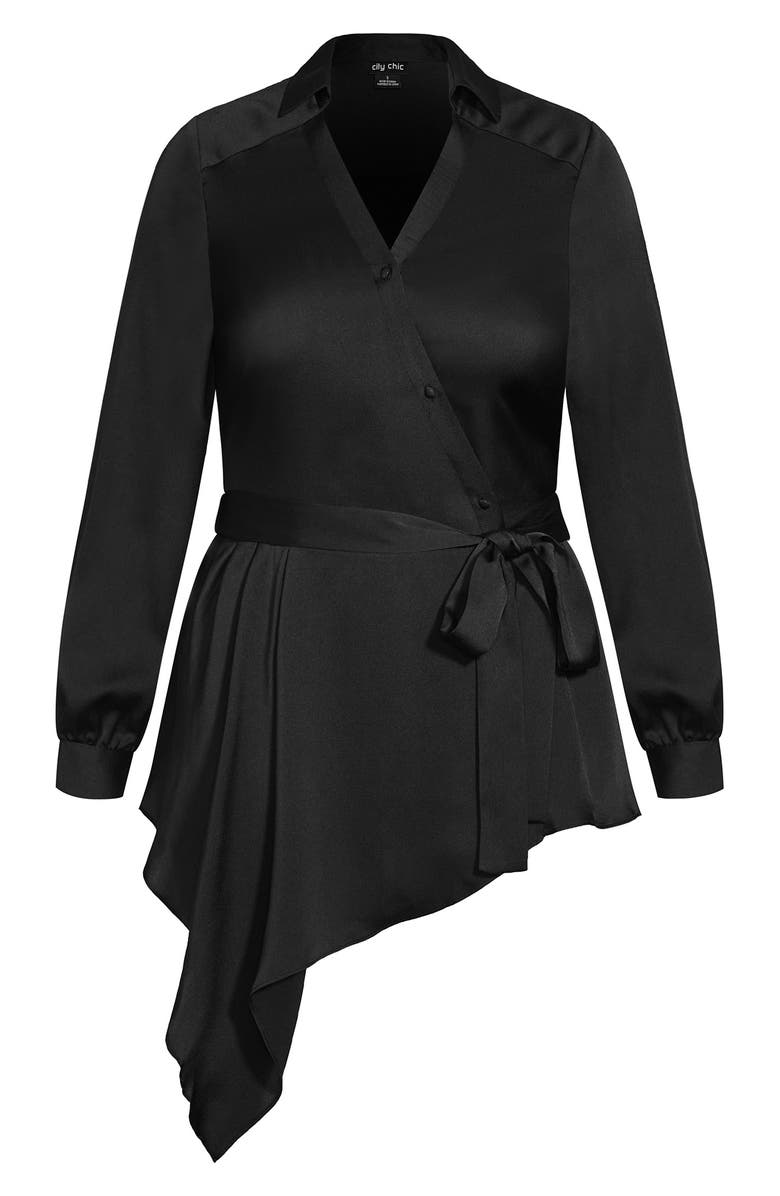 City Chic Tie 'N' Flow Asymmetric Satin Wrap Blouse, Alternate, color,