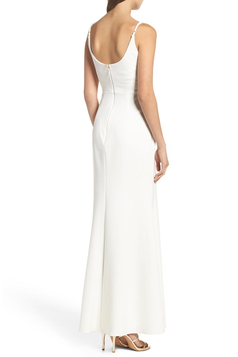 V-Neck Trumpet Gown, Alternate, color, WHITE
