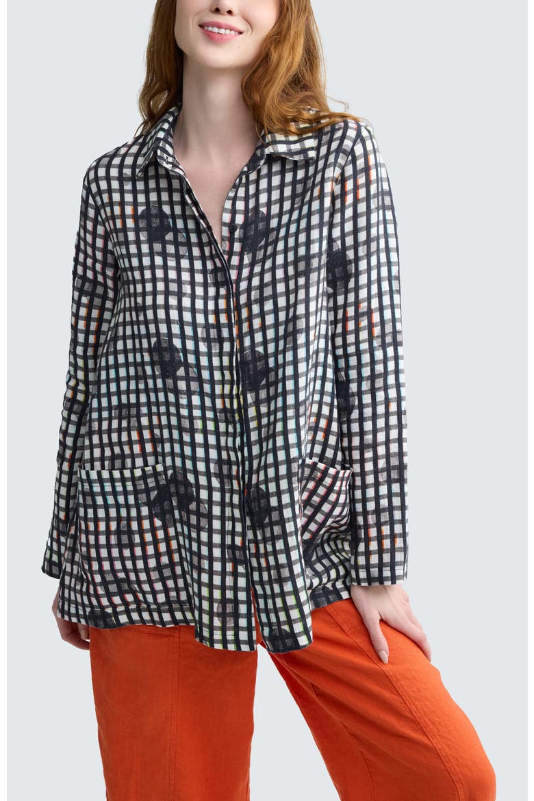 Brila Neon Print Linen Shirt, Main, color, Neon Black