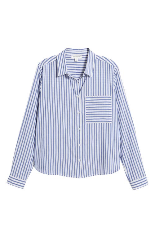 Beachlunchlounge Candy Stripe Cotton Blend Button-up Shirt In Cambridge Blue