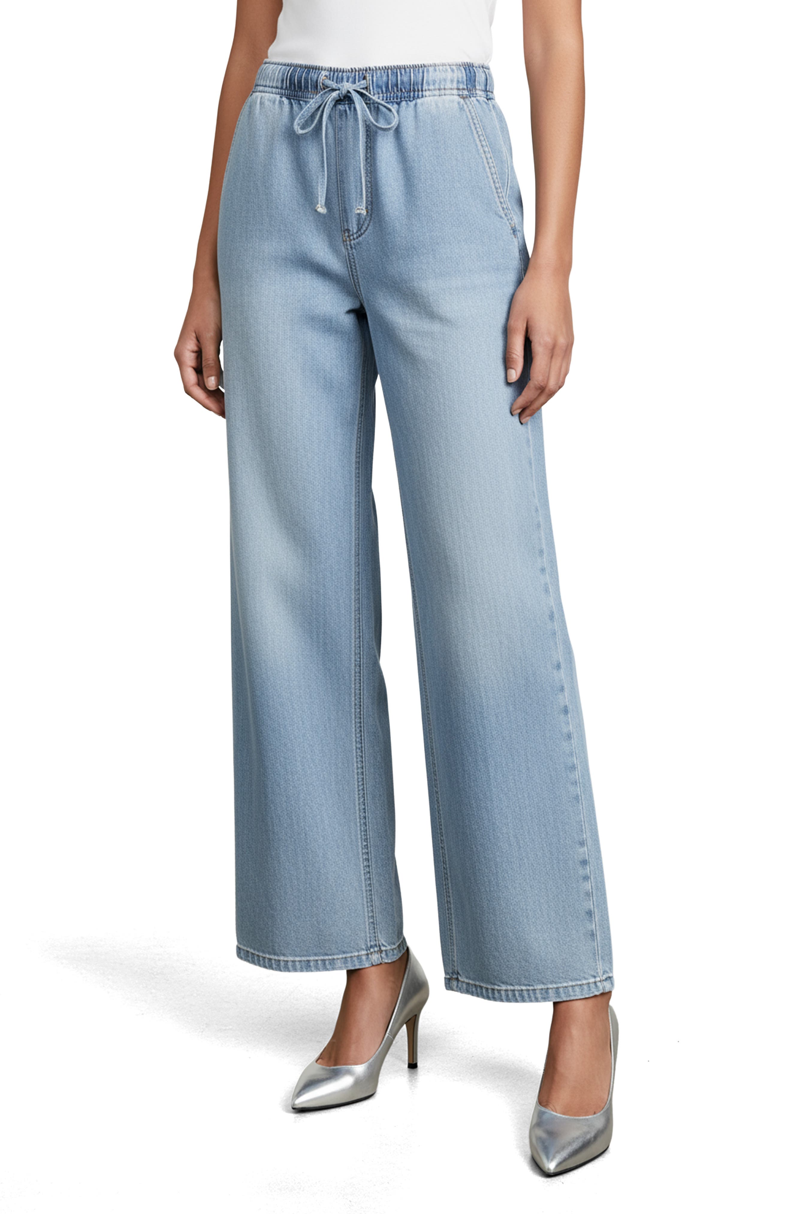 bebe The Easy Pull-On Wide Leg Jeans