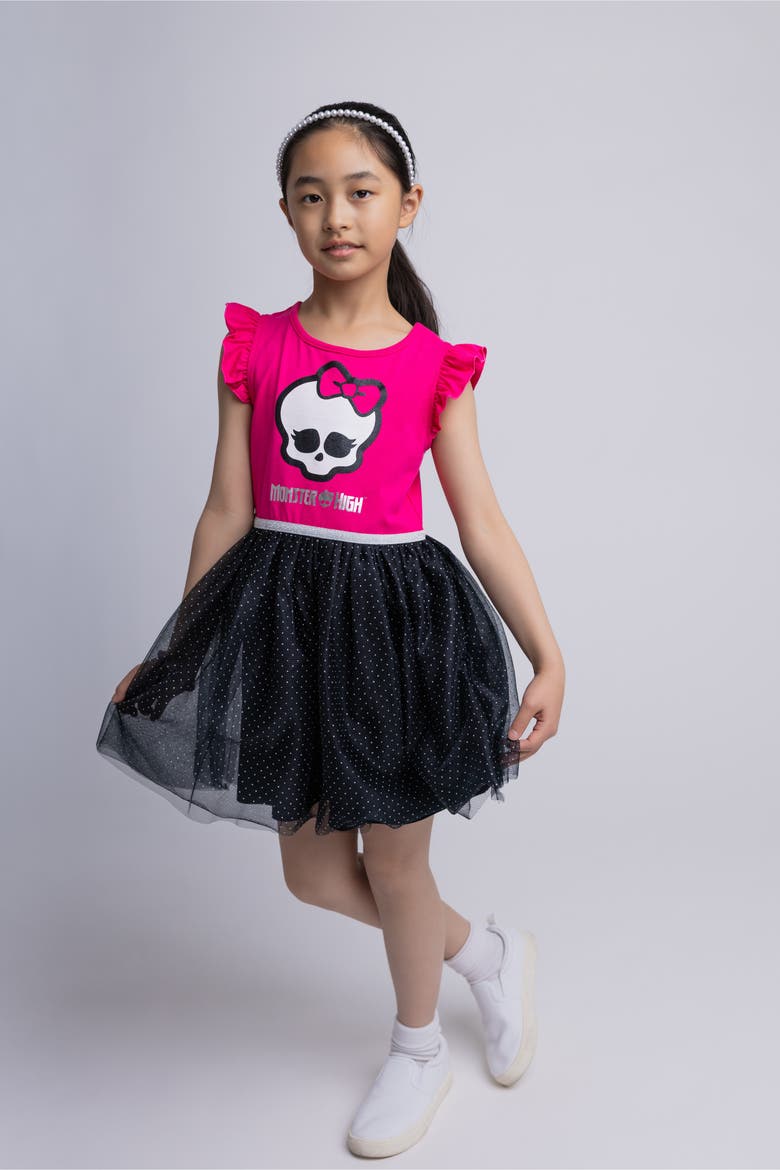 Tutu Dress, Alternate, color, Fuchsia Skullette