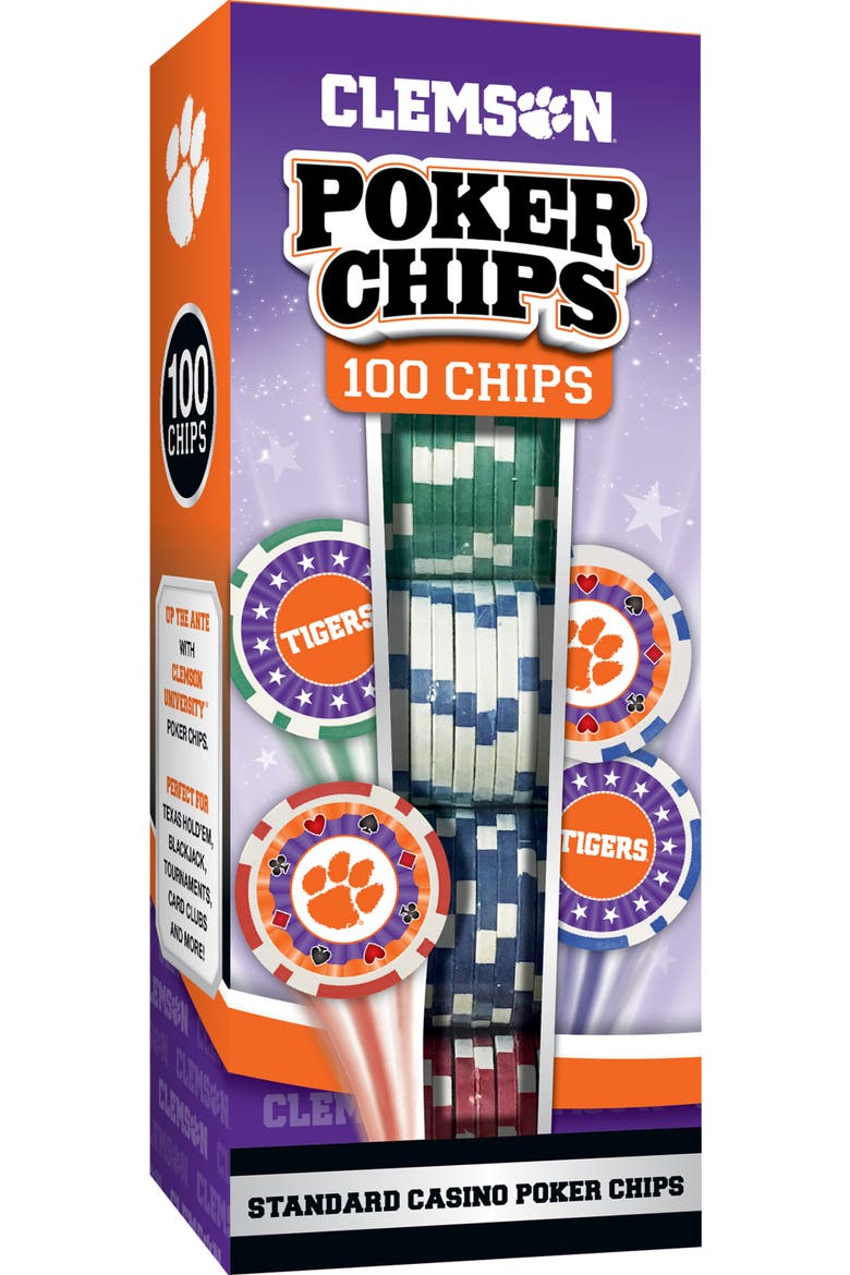 Clemson Tigers 100 Piece Poker Chips, Main, color, Multicolor
