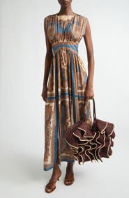 Zimmermann Mahon Print Empire Waist Silk Maxi Dress
