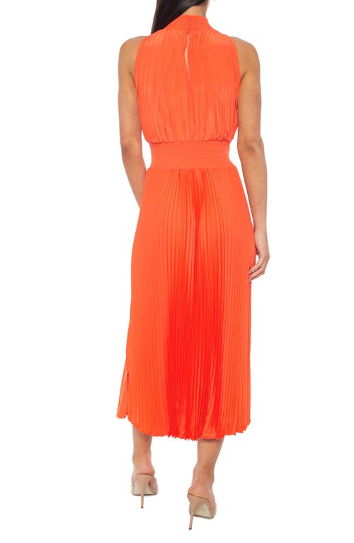 Marina Pleated Midi Dress In Orange