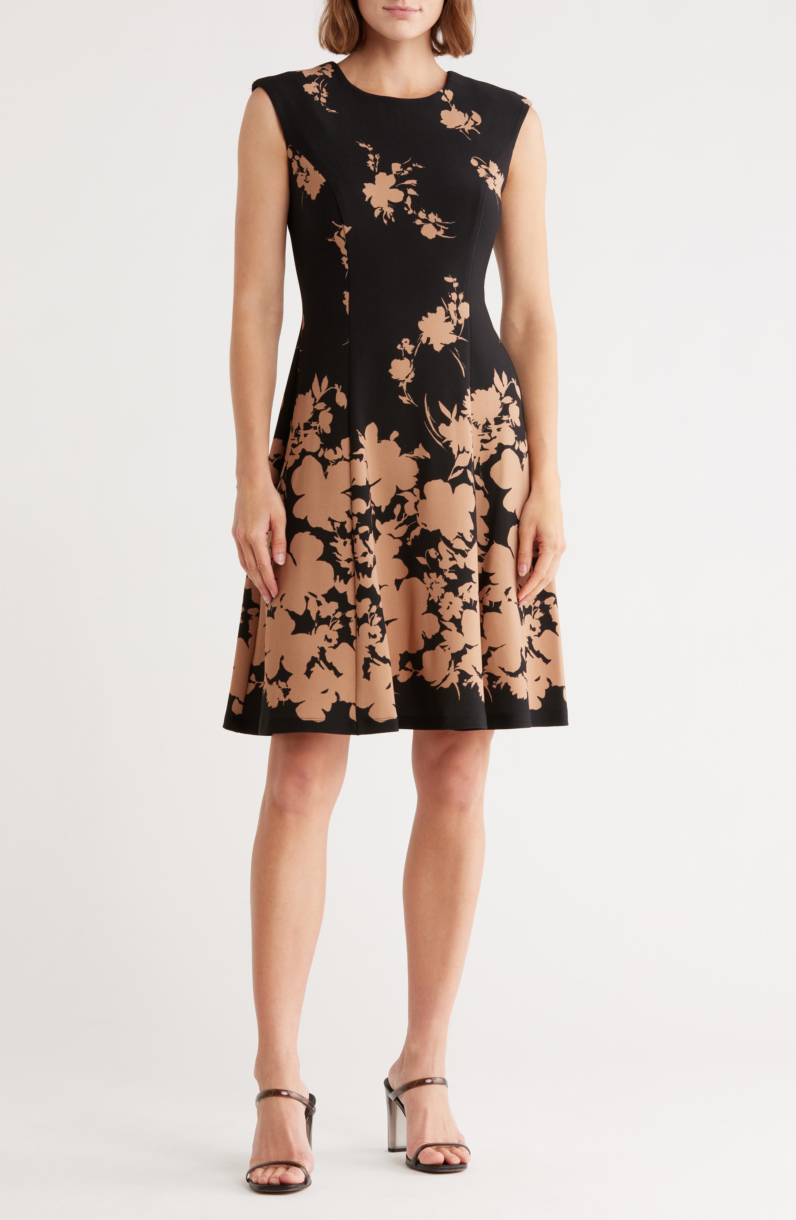Connected Apparel Floral Fit & Flare Dress