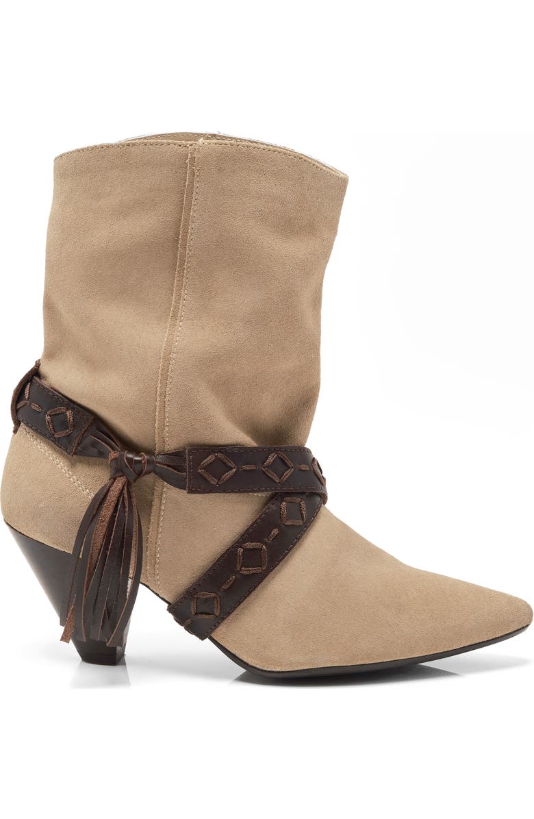 Free People Bronte Belt Wrapped Western Boot, Alternate, color, Taupe Suede