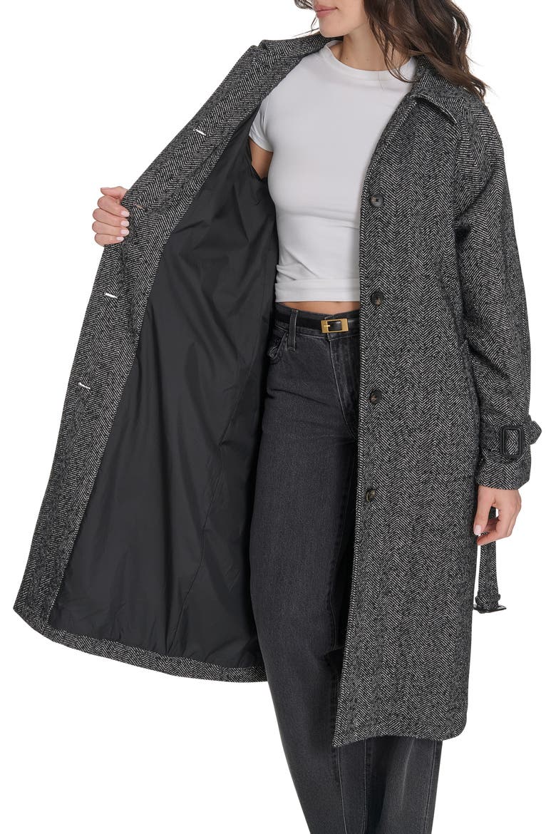 Belted Longline Coat, Alternate, color, HOUNDSTOOTH