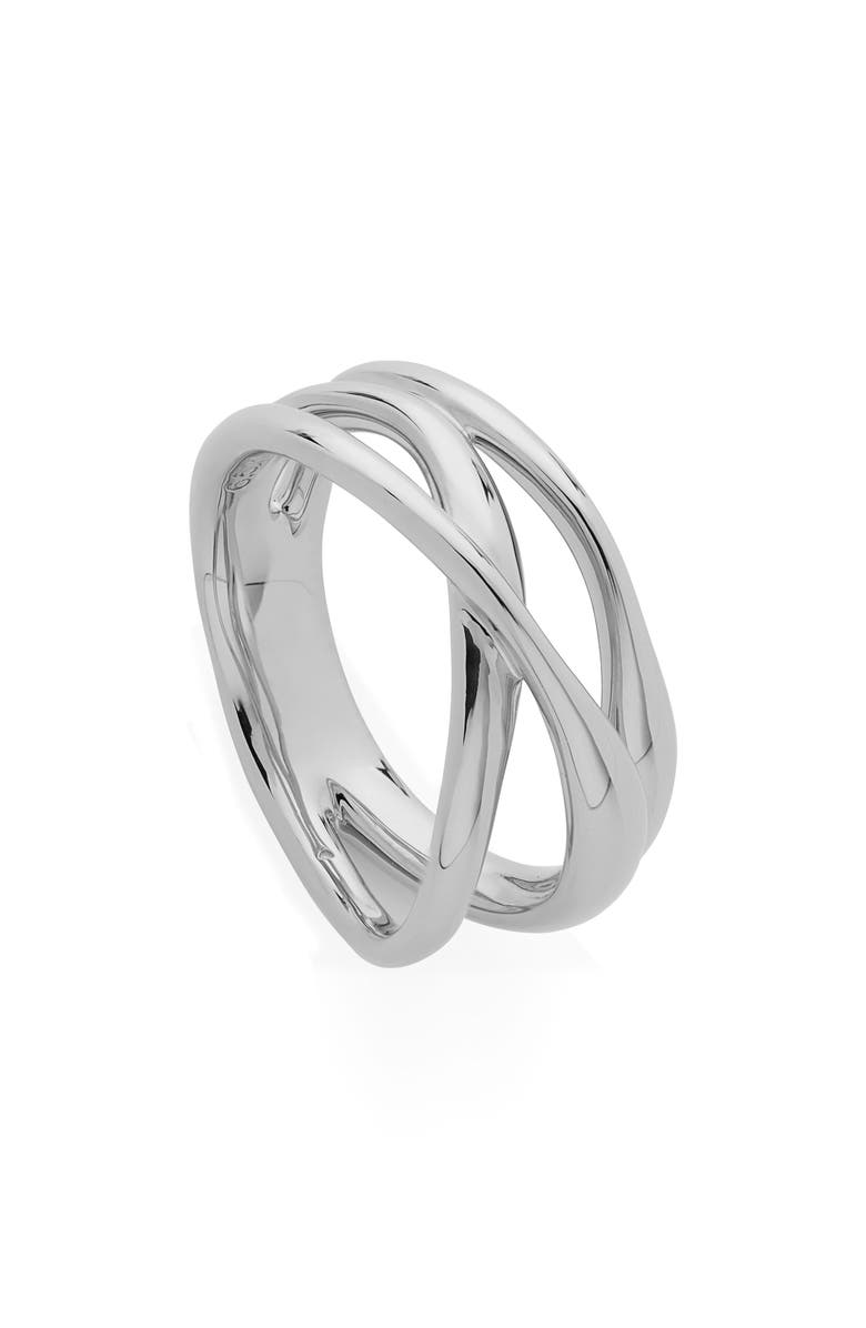 Monica Vinader Nura Crossover Ring, Main, color, Silver