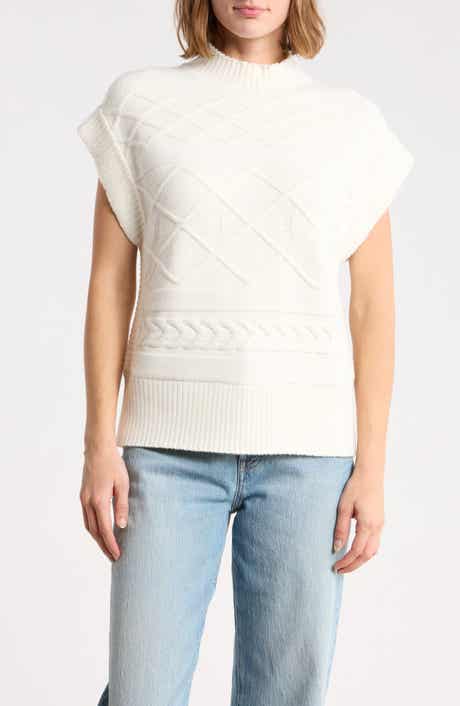 Mock Neck Cable Knit Vest