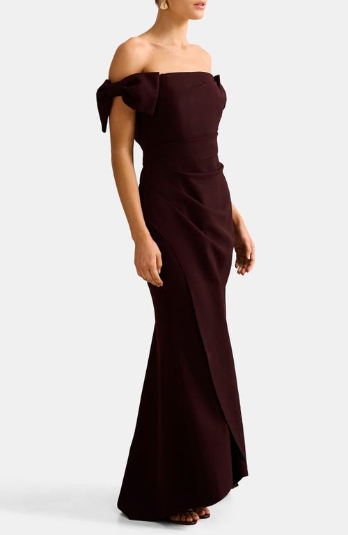 Ever New Kalee Bow Trim Off The Shoulder Gown In Black