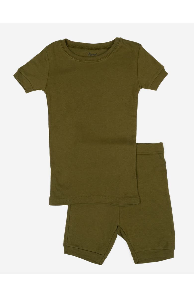 Leveret Kids Short Sleeve Cotton Solid Matching Family Pajamas, Main, color, Olive