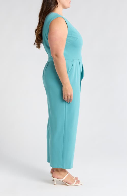 Tahari Asl Side Tie Scuba Crepe Jumpsuit In Ultra Marine