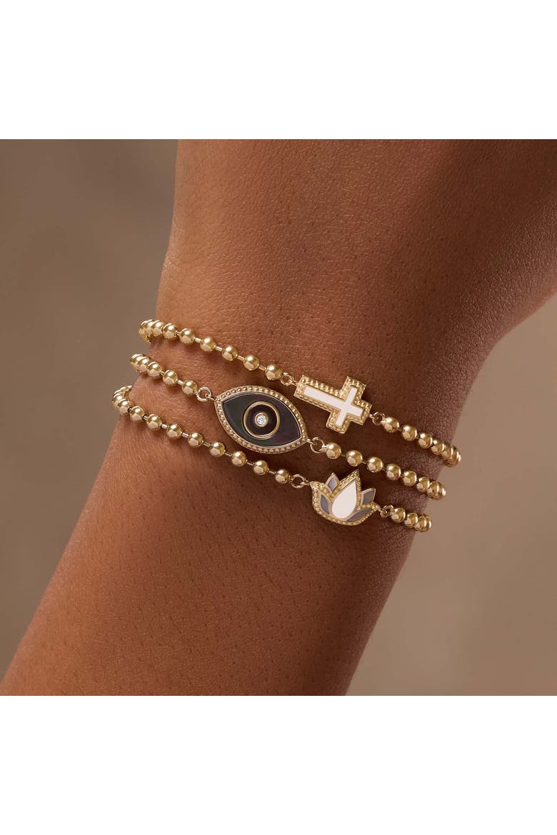 Delicate Karma Lotus Mother of Pearl Bracelet, Alternate, color, Gold